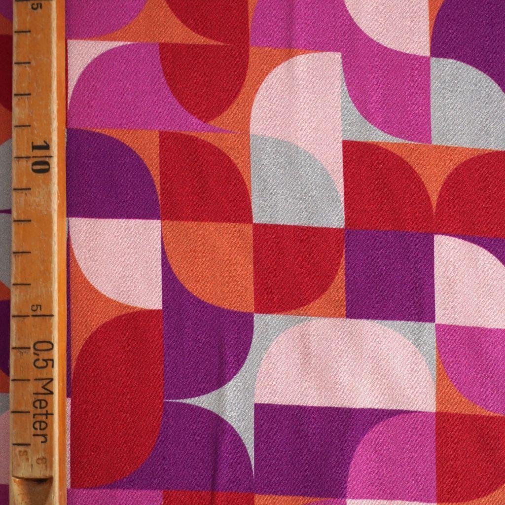 Viskose Druck geometrische Formen pink rot